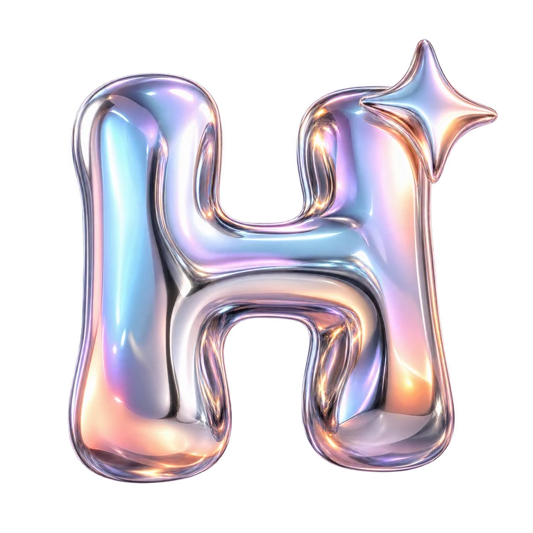 HUGE's iridescent sculptural symbol